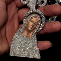 Pendentif en or massif véritable 9K 10K 14K 18K S925 en argent glacé Mary Charm Hip Pop sur mesure