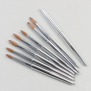 2025 Nail Salon Quality Pure Kolinsky Nail <b>Brush</b> Silver Metal Handle Private Label Nail Powder <b>Brush</b> logo Customization - Product Image 1