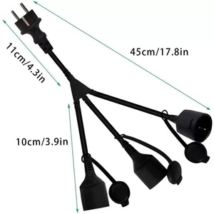 Cable divisor de energía de 3 vías con enchufe europeo, cable de extensión de 45cm para ordenador, material de PVC, uso conveniente - Product Image 1