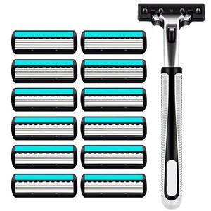 Six Layer Manual Razor Stainless Steel Blade Men Face Shaving Razor Head With 6 Blades Replacement Cartridge Set - Product Image 2