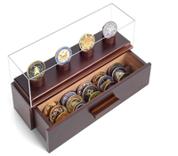 Boîte de présentation personnalisée pour pièces de monnaie, support de collection avec tiroirs en bois et couvercle en acrylique, idéal pour les cadeaux
