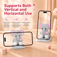 Support de téléphone portable de bureau personnalisé avec logo, motif éléphant mignon, double fente, base antidérapante, support stable, support de téléphone portable éléphant de dessin animé