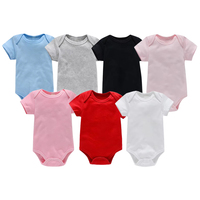 Großhandel Baby Strampler Personalisierbar DIY Logo Kurzarm 100% Baumwolle Uni Stoff Babykleidung
