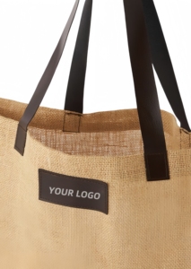 Sacs fourre-tout en jute personnalisés en gros avec poignées en cuir, sacs de plage en toile, sacs en toile de jute pour le shopping - Product Image 3