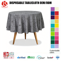 Nappe de table ronde jetable en plastique PEVA anti-graisse imprimée motif toile d'araignée Halloween pour la vente en gros