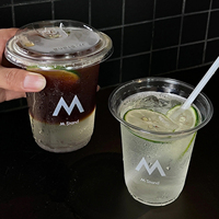 Gobelets en plastique transparents jetables pour boissons froides à emporter, avec logo personnalisé imprimé, 20 oz, en PET, avec couvercles plats, en stock, gobelets en plastique PET