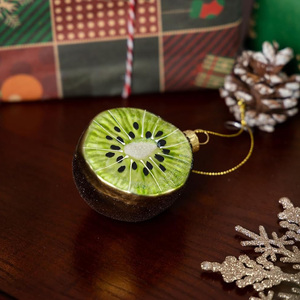 Ornement de Noël fait à la main en verre soufflé fruits <span class=keywords><strong>Kiwi</strong></span> <span class=keywords><strong>arbre</strong></span> de Noël décorations suspendues babiole écologique - Product Image 1
