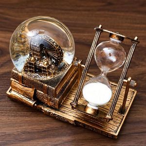 Retro Iron Tower Hourglass Timer <b>Crystal</b> <b>Ball</b> Music Box Luminous Art Deco Desktop Ornaments Custom Logo Silk Screen Printed - Product Image 4