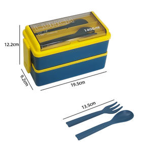 Lonchera Bento de 2 Niveles Apilable con Compartimentos Extraíbles, Apta para Microondas, Contenedor de Alimentos de Plástico - Product Image 5