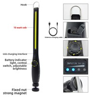 Nouvelle lampe de travail LED COB haute luminosité, lampe d'entretien automobile, rechargeable par USB, étanche, lampe de secours, aimant, indicateur de niveau de batterie