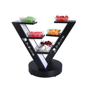 Support à fruits en métal en forme de V à trois niveaux, éclairé par LED, pour la présentation de collations lors de fêtes - Product Image 5