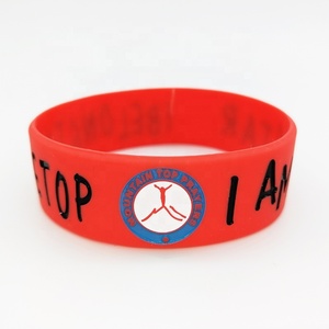 Bracelet en silicone personnalisé avec logo gravé et imprimé à l'encre, pour promotion, bracelet en caoutchouc circulaire large - Product Image 2