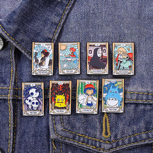 Tarot esmalte pines personalizados Noface-man Calcifer San Howl <span class=keywords><strong>Kiki</strong></span> Ponyo broches solapa insignias dibujos animados anime pines esmalte broches - Product Image 5