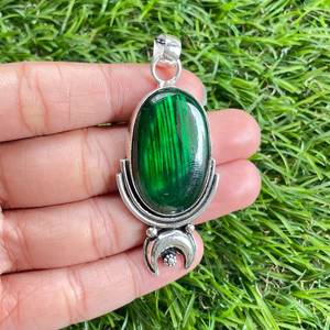 Pendentif en labradorite verte en argent sterling 925 Bijoux en pierres précieuses faits à la main avec rhodium et plaqué or LABRADORITE GEMSTONE - Product Image 1