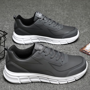 Zapatos Casuales de Cuero Negro para Hombre, Talla Grande, Ligeros, Antideslizantes, con Suela Suave, Versátiles para el Trabajo y Correr - Product Image 6