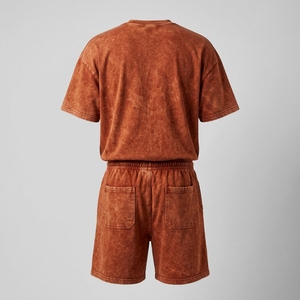 Ensemble T-shirt et short graphique streetwear personnalisé FITMOVE INTERNATIONAL, coupe oversize, 100% coton, anti-plis, 220g, tenue d'été pour homme - Product Image 6