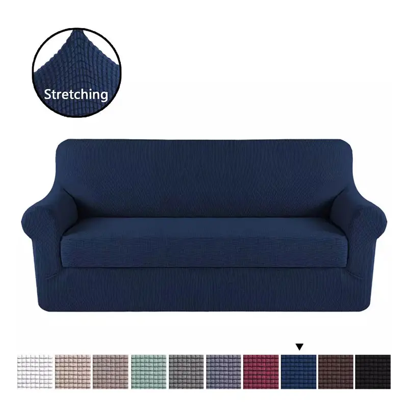 Solid Color Thick Fleece Stretch Fabric Fitted Waterproof Sofa Covers for Living Room