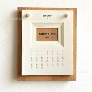 ปฏิทินตั้งโต๊ะไม้ DIY ภาพวิวทิวทัศน์ ไม้เนื้อแข็ง สไตล์มินิมอล รูปทรงสี่เหลี่ยมผืนผ้า สำหรับจัดการเวลา ของตกแต่งโต๊ะทำงาน - Product Image 4