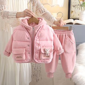 Set Tre Pezzi Autunno Inverno per Bambini e Bambine in Poliestere/Cotone, Tessuto Pettinato, Manica Lunga, Gilet Casual Morbido e Trendy - Product Image 4