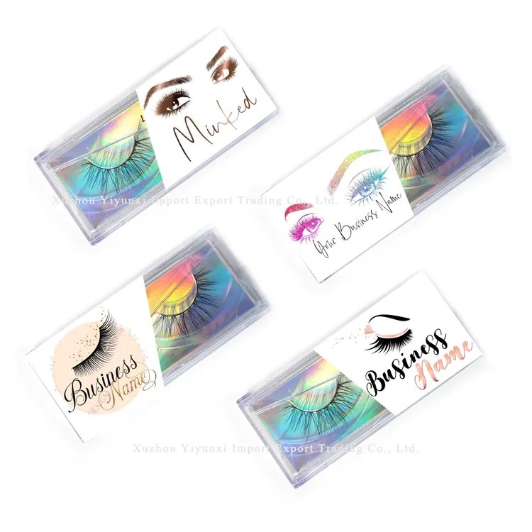 Wholesale Lashes Packaging Box Private Label Eyelashes Paper Red Purple Pink Blue Gold Silver Holographic Transparent Pull Box