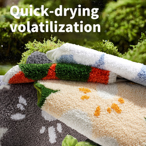 Floral Cartoon Bath Mat Anti-Slip Absorbent Bathroom Floor Mat Custom Shape Blended <b>Material</b> - Product Image 4