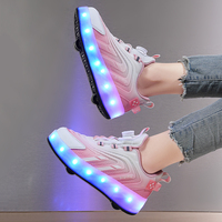 Chaussures de sport lumineuses avec 4 roues amovibles, chaussures à roulettes pour la marche et les sports en plein air, chaussures à roulettes pour enfants