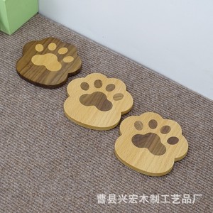 Posavasos de Madera Maciza con Forma de Pata de Gato, Madera de Haya, Alfombrilla Aislante de Calor Creativa, Alfombrilla de Mesa para el Hogar, Forma Irregular, Diseño de Dibujos Animados - Product Image 4