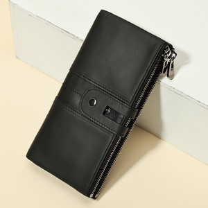 Genuine Leather Long <b>Wallet</b> <b>RFID</b> Zipper Card Holder Purse for Women Vintage Card <b>Wallet</b> Daily Use - Product Image 3