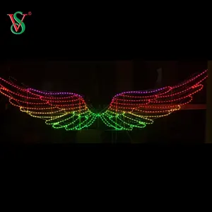 Açık 3D dev kanat şekilli yılbaşı dekoru programlanabilir piksel RGB Motif ışık merkezi sevgililer dekor için