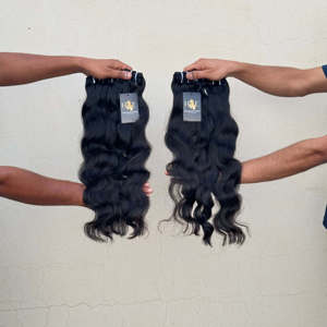 Mèches de cheveux humains indiens bruts, bouclés, lisses, ondulés, alignés dans le sens des cuticules, vierges, qualité Mink, pour tissage - Product Image 1