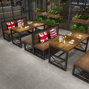 Muebles de restaurante de café comercial personalizado, mesas de comedor y sillas, juegos de sofás, asientos de cabina de cuero de madera para comida rápida - Product Image 3