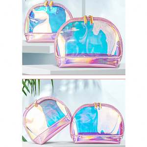 Faible MOQ, nouvelle mode, trousse de maquillage transparente en laser personnalisée, sacs cosmétiques holographiques de luxe - Product Image 3