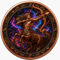 Pièces de monnaie en cuivre 5 oz en relief, .999 Cuivre Pur, Impression UV Colorée, Sagittaire Centaure Nébuleuse, Pièce de collection