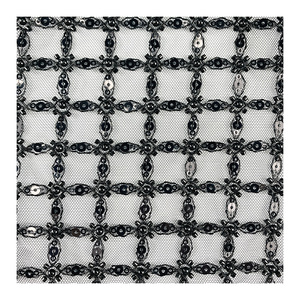 चीन बनाने वाली कढ़ाई मोती ब्रोकेड पॉलिएस्टर कपड़े बुना हुआ बीड पाइप कढ़ाई लड़कों की शादी की पोशाक के लिए नेट कपड़े - Product Image 4