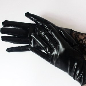 Mode Sexy élé<span class=keywords><strong>gant</strong></span> <span class=keywords><strong>noir</strong></span> dentelle en cuir verni épissage gants danse Performance Cosplay longs gants - Product Image 3