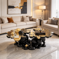 Table basse italienne de luxe moderne en acier inoxydable, personnalisable, décorative, durable, pour salon, forme bulle irrégulière