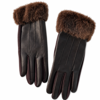 Gants d'hiver pour femme en PU, compatibles écran tactile, épais, à doigts séparés, style opéra, patchwork, chauds, pour le cyclisme et la conduite