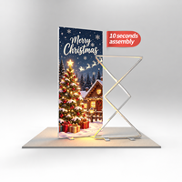 Support d'affichage modulaire portable rétroéclairé en tissu, pliable et autoportant pour stands d'exposition de Noël