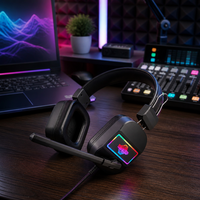 Casque de jeu WISDOMUP TED-15 7.1 Surround Sound avec double prise jack 3,5 mm, éclairage RGB, micro à réduction de bruit