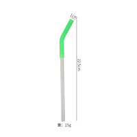 1Pcs Pailles en acier inoxydable réutilisables Pailles droites courbées avec embouts en silicone pour boissons chaudes et froides Outil de bar