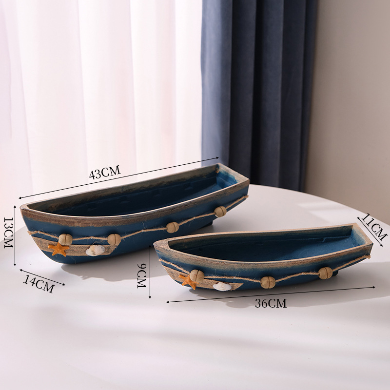 Lot de 2 bateaux rétro bleu (taille moyenne à grande)