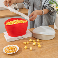 Bol à Popcorn en Silicone de Qualité Alimentaire Résistant à la Chaleur, Seau à Popcorn Pliable