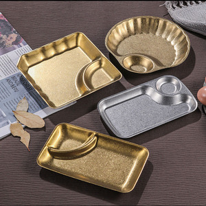 Plateau de rangement alimentaire rétro en acier inoxydable, épais, pour servir des fruits, des collations, des frites, ustensiles de cuisine durables - Product Image 5