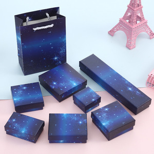 Cliente azul cielo estrellado cielo Ins Oem caja de regalo de papel anillo de joyería embalaje de caja pequeña pulsera - Product Image 1