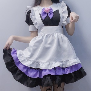 Disfraz de Cosplay de Sirvienta Japonesa, Delantal Negro y Morado, Lazo, Diadema con Patas de Gato, Vestido Lolita para Adultos, Disfraz para Actuaciones, Primavera 2025, 100% - Product Image 4