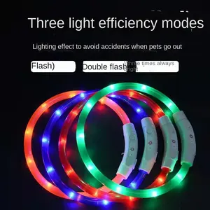 Collar LED para mascotas, cuentas de luz de PVC que brillan en la oscuridad, perro con perro luminoso C6.0, accesorios para perros, recargable por USB