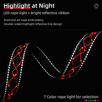 Collier et laisse pour chien brodés à LED, vente en gros d'usine, accessoires lumineux pour animaux de compagnie, motif rayé réfléchissant, polyester, tendance