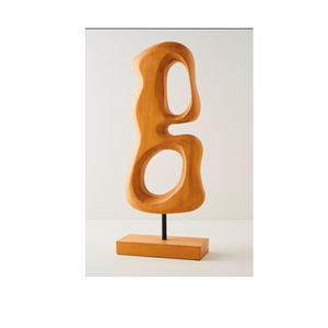 Sculpture abstraite moderne en bois de manguier, artisanale, pour décoration de table, décoration intérieure et cadeau élégant - Product Image 1