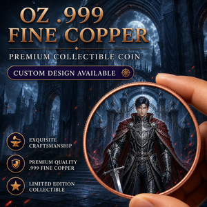 Pièce commémorative personnalisée Dark Knight en cuivre fin .999 de 1 OZ, objet de collection de fantaisie gothique - Product Image 1