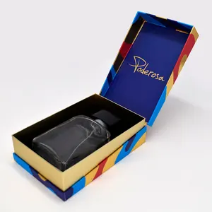 Klein Bedrijf Op Maat Gemaakt Logo Boekvormige Flip Parfum Geschenkdoos Verpakking Luxe Blauwe Verpakking Parfum Verpakking